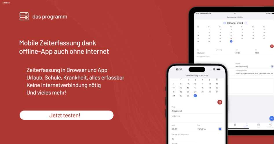 Das Programm – mobile Zeiterfassung dank offline-App auch ohne Internet