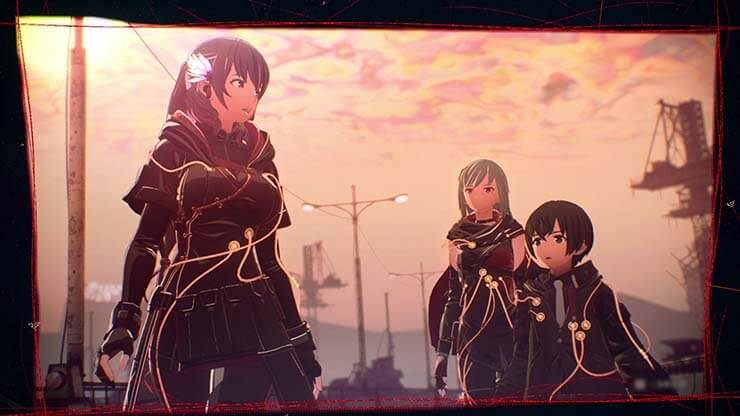 Kyoka, Kasane, and Luka walking together on a Bond Episode mission.