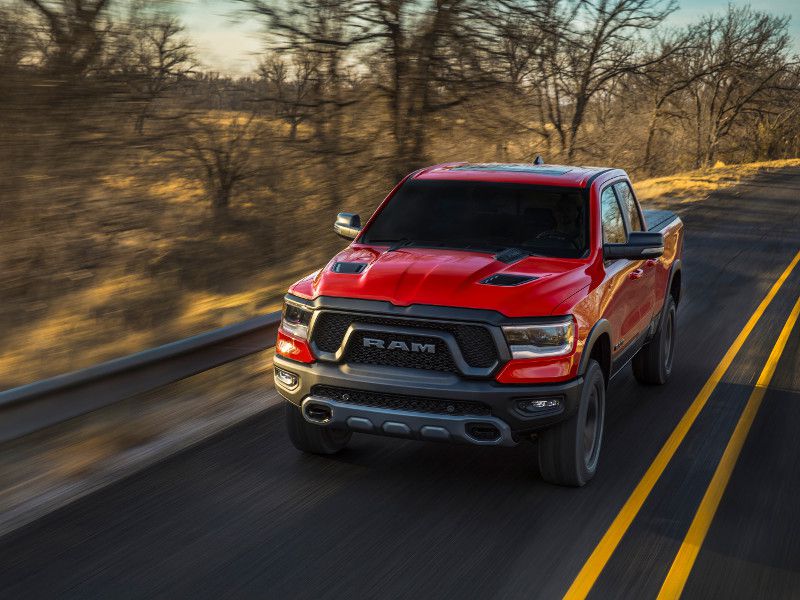 2019 Ram 1500 Rebel red driving ・  Photo by FCA Media