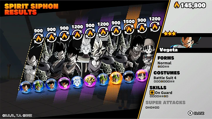 Screenshot showing teh amount of Super Warrior Spirits you receive when you obtain a duplicate Transphere of 4 or 5 stars rarity.