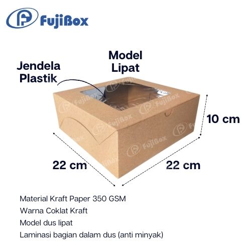 FUJIBOX KRAFT | BROWN KRAFT 22 x 22 x 10 | DUS ANTI MINYAK 