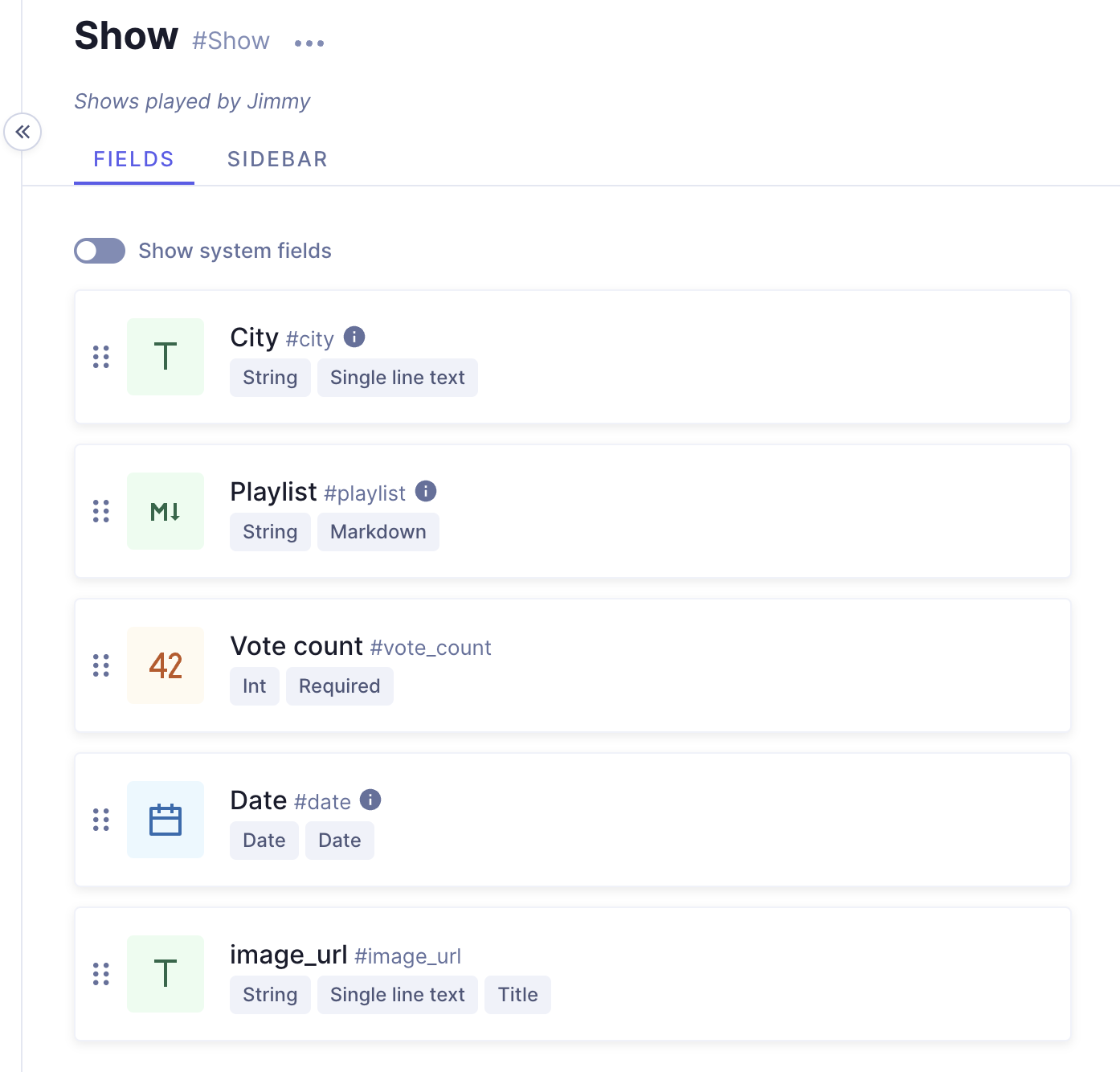 Parrot Head Fan Club data model in CMS