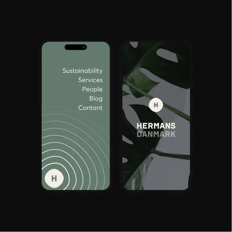 Captivating visual hierarchy in Hermans Danmark's content piece and mobile navigation