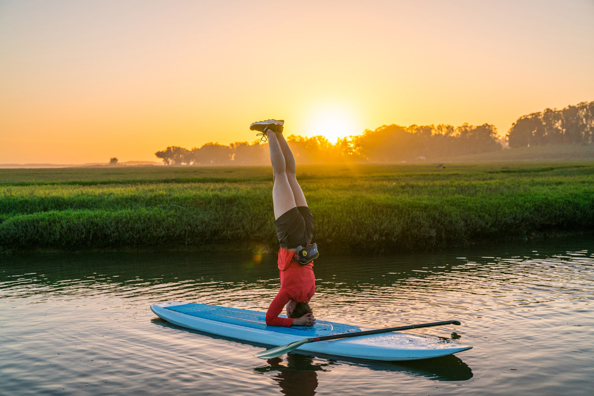 Yoga on a stand up paddleboard