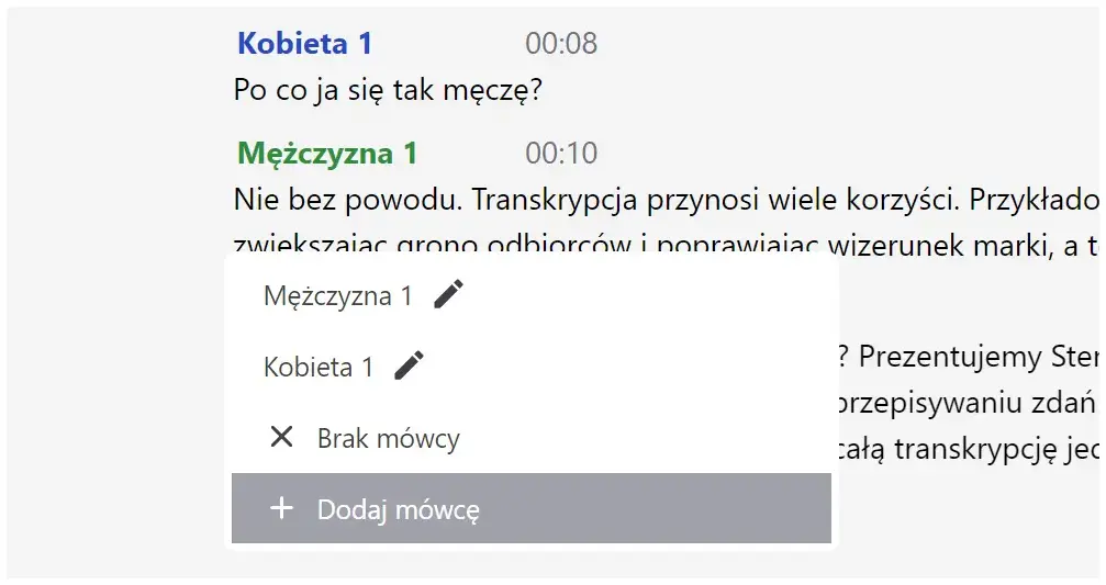 Dodawanie kolejnego mówcy w określonym miejscu .webp