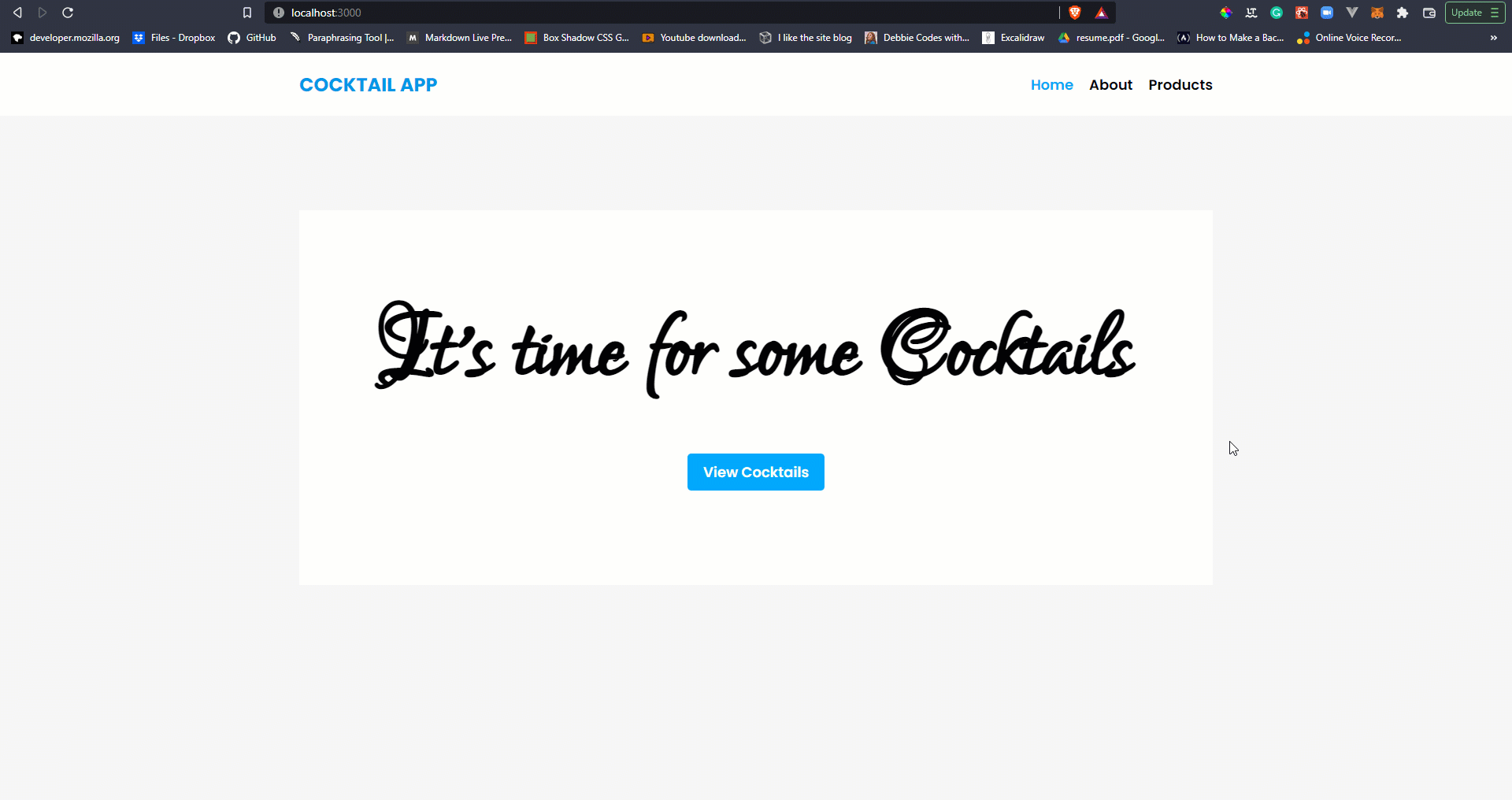 cocktail app with routing in react