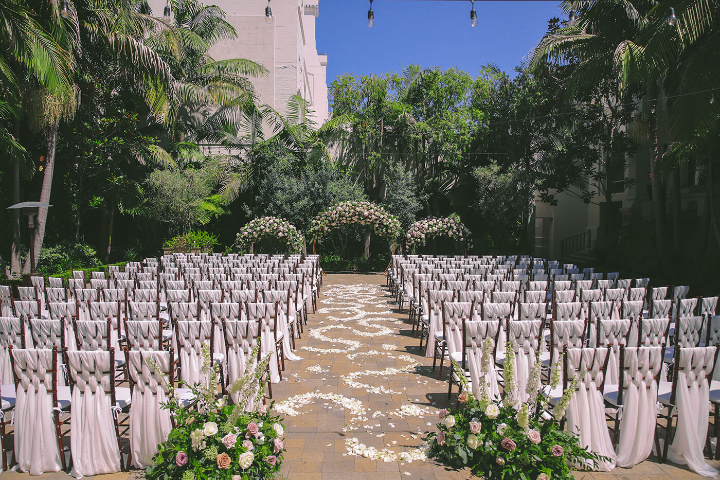 Vibiana Wedding outdoor courtyard setup