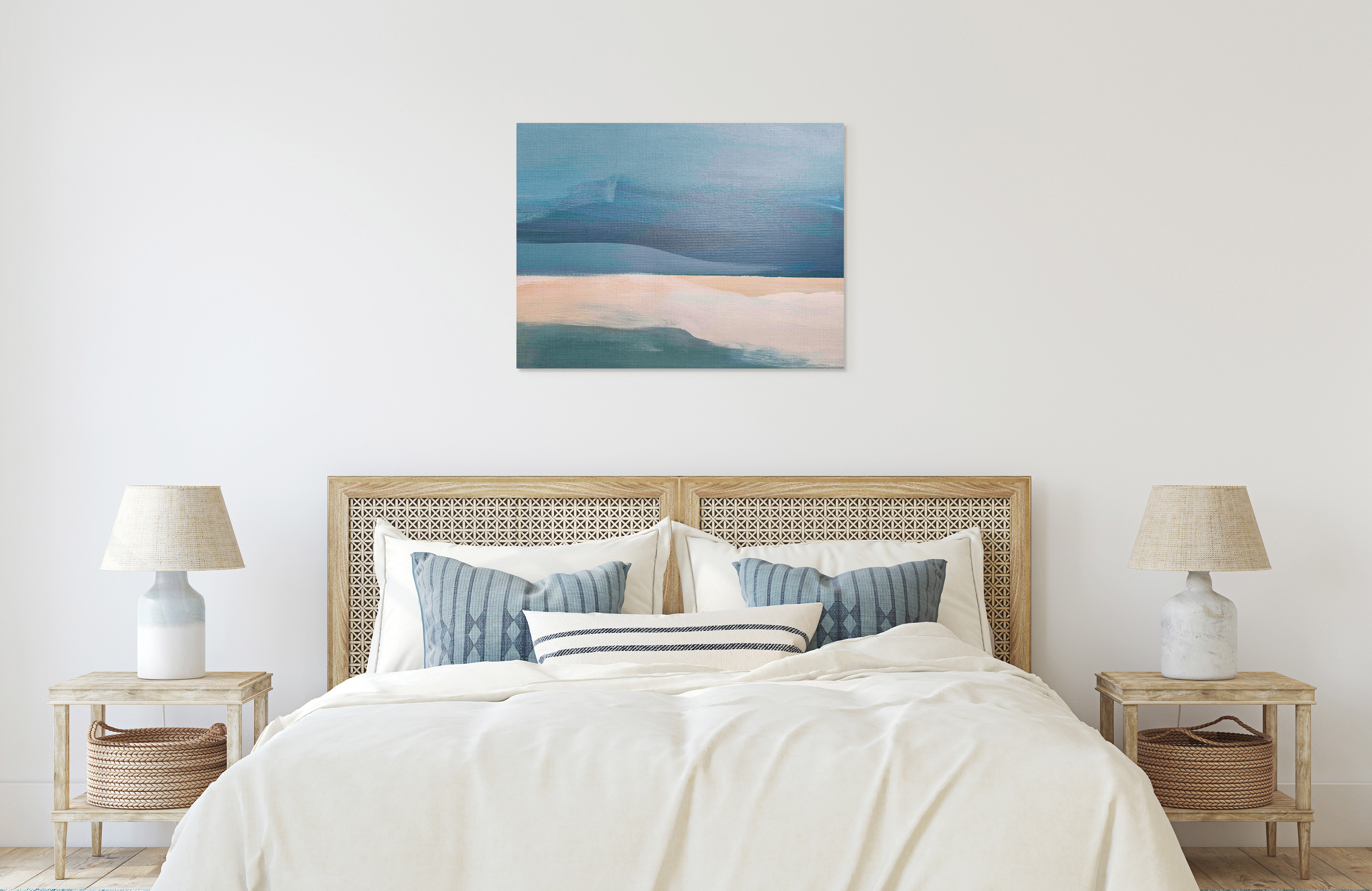 Canvas print of abstract art above bed