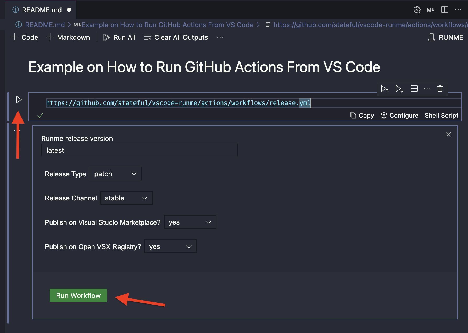 Embed GitHub Actions in your Docs • RUNME