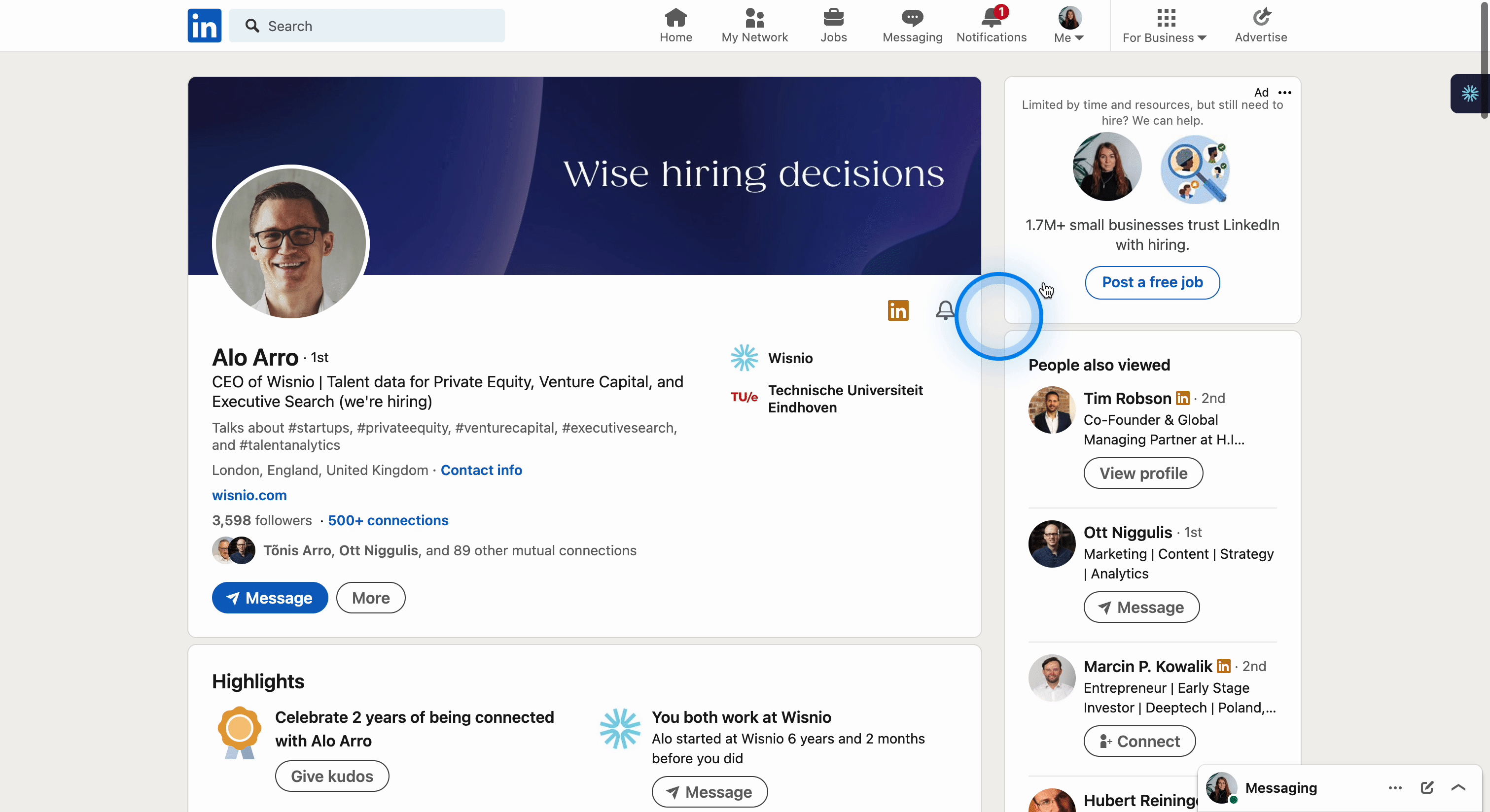 How to use the Wisnio LinkedIn Chrome plugin - Wisnio.gif