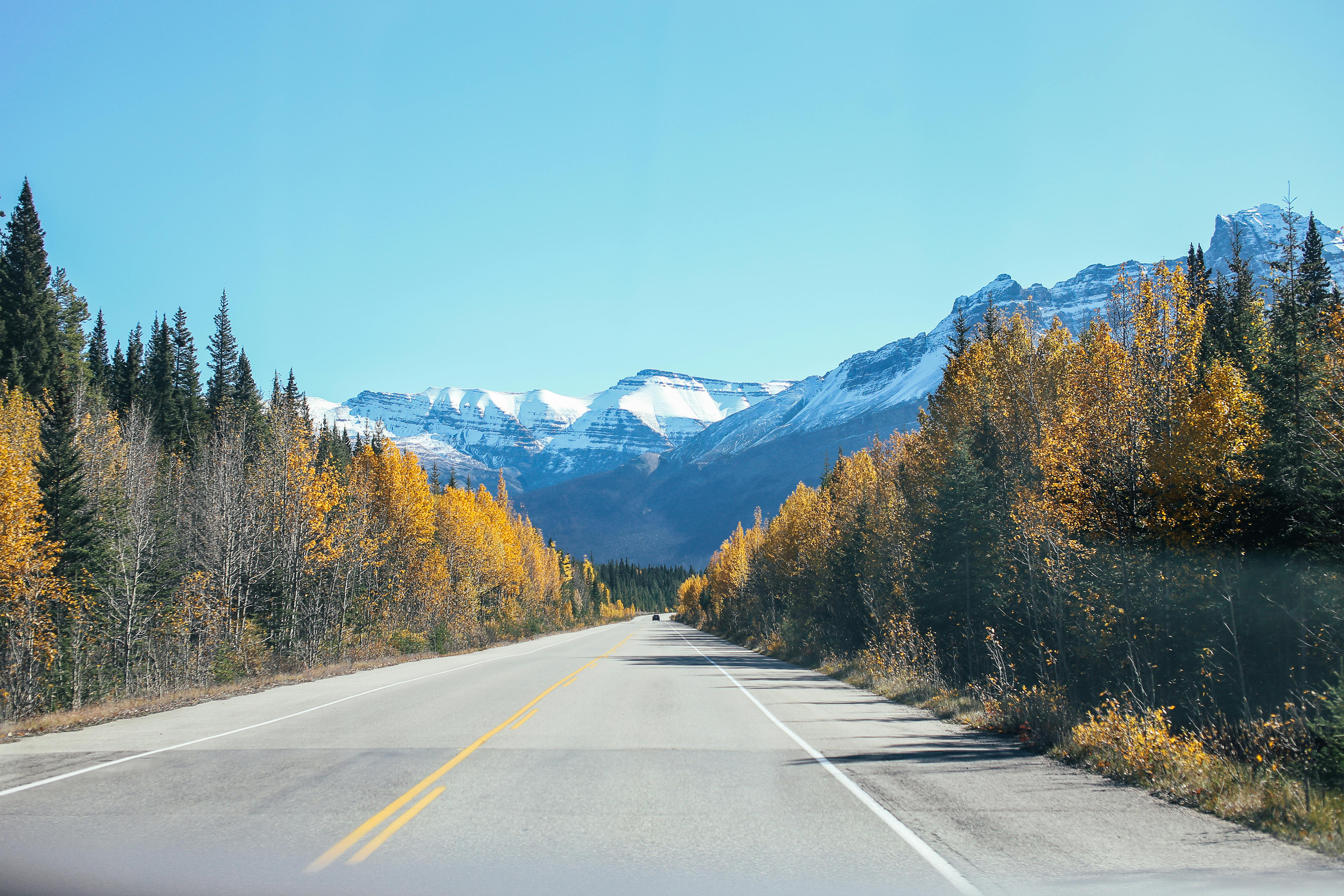 A street leading to mountains