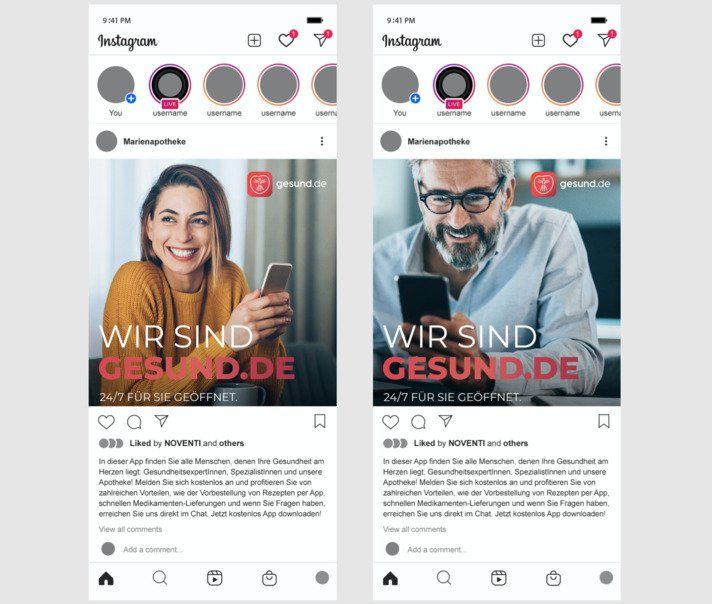 Achenbach will auch die Social-Media-Kanäle der Apotheken nutzen, um Reichweite für gesund.de zu generieren. Zweimal pro Woche neuer Content für Posts und Stories bereitgestellt