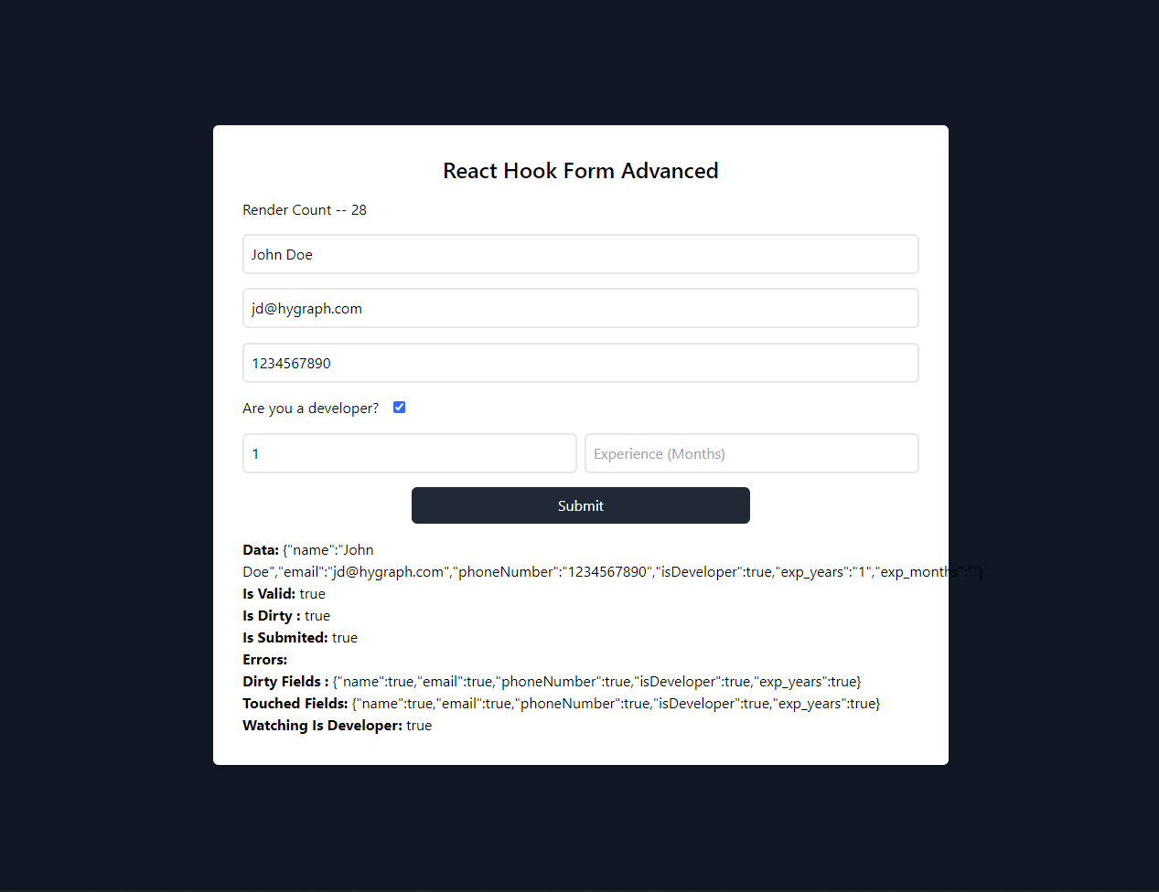 Advanced React Hook Form - Filled