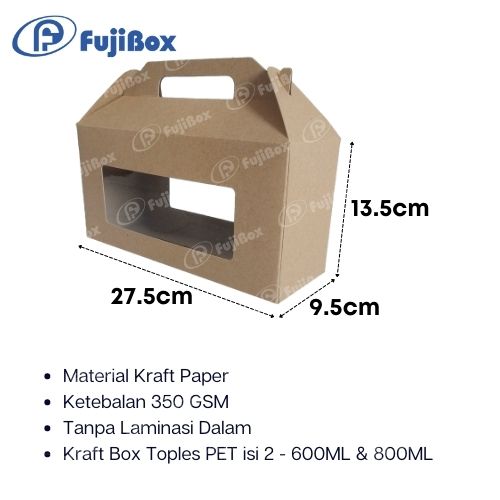 FUJIBOX KRAFT | GABLE BOX KRAFT 27.5 x 13.5 x 9.5 | DUS JAR ISI 3 600 ML - 800 ML