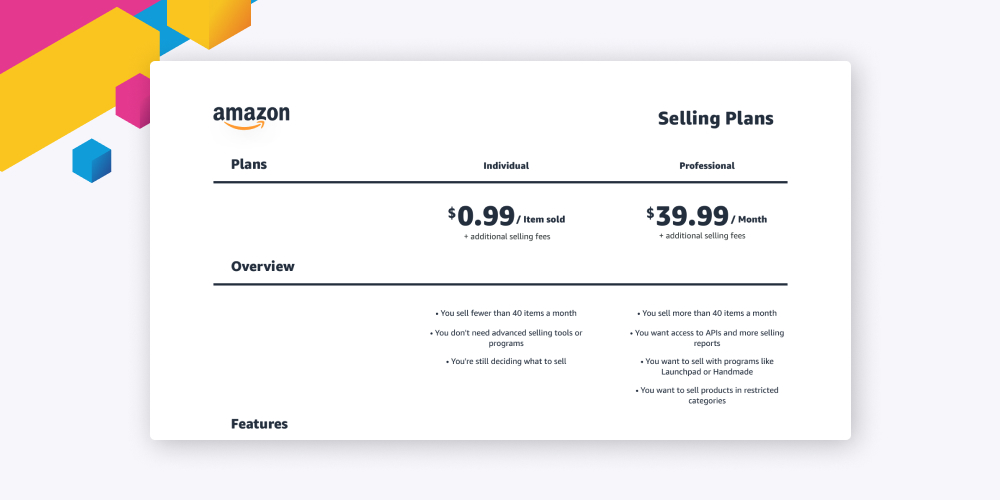 Amazon seller pricing plans