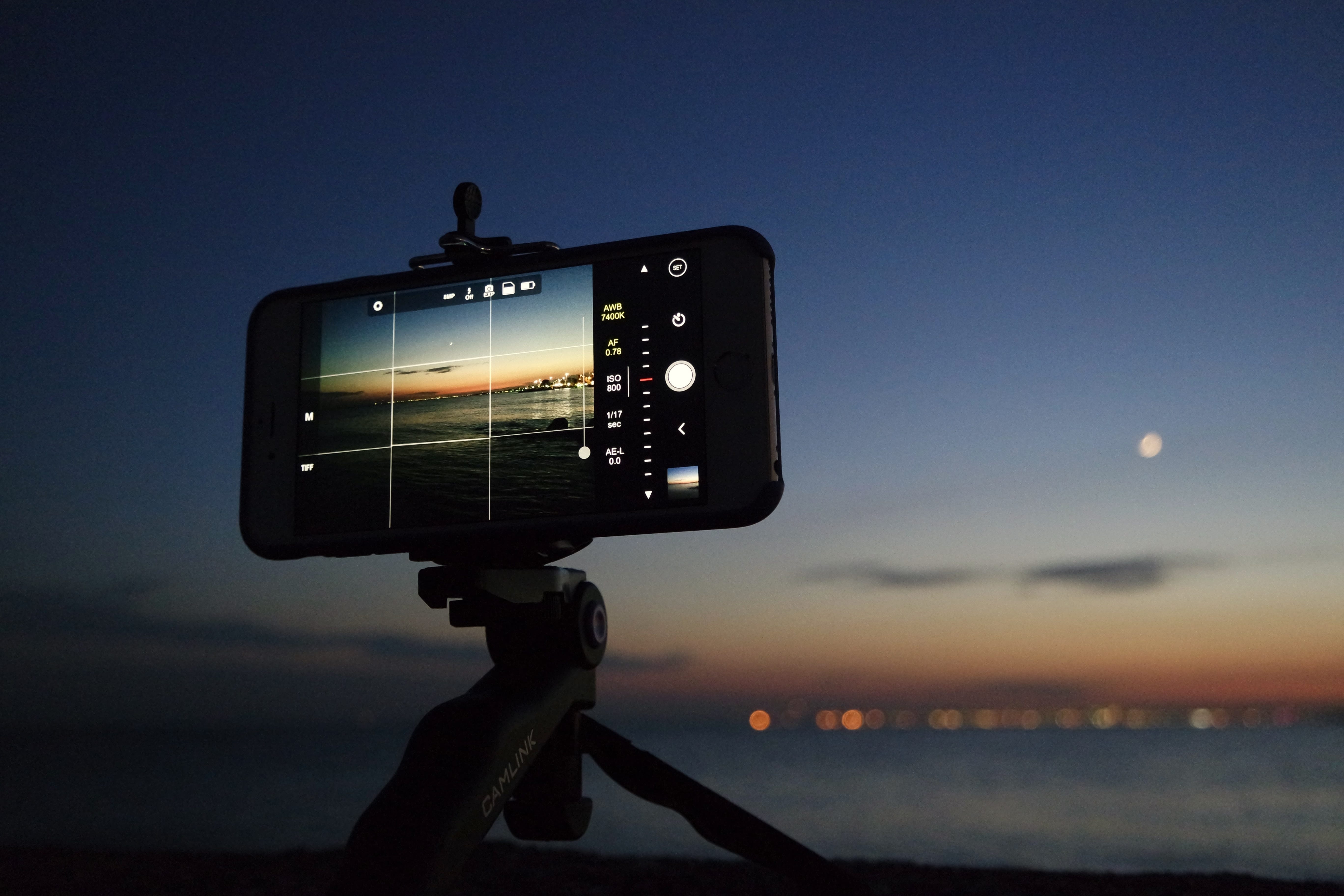 Photo of a smartphone on a tripod