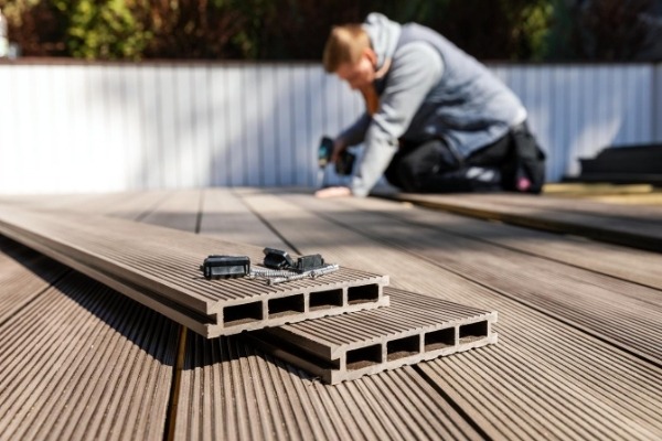 Man building deck