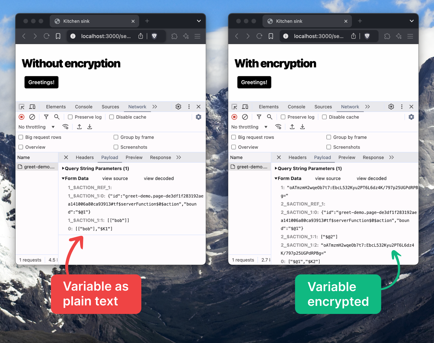 An encrypted server function