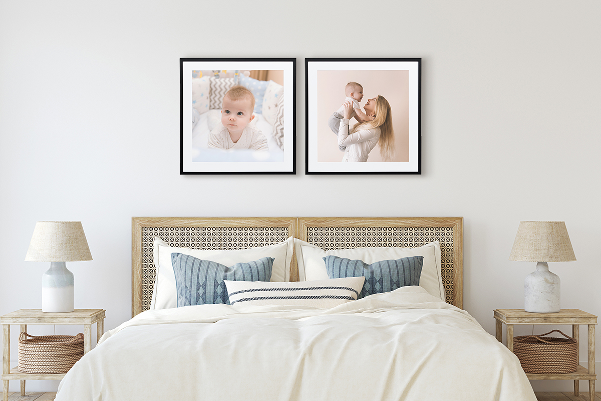 Framed prints of baby and mother