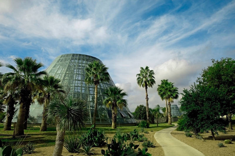 The striking, internationally renowned Lucile Halsell Conservatory complex.