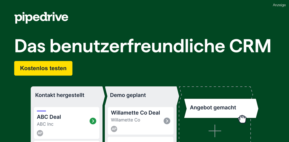 Pipedrive - das benutzerfreundliche CRM. Kostenlos testen.