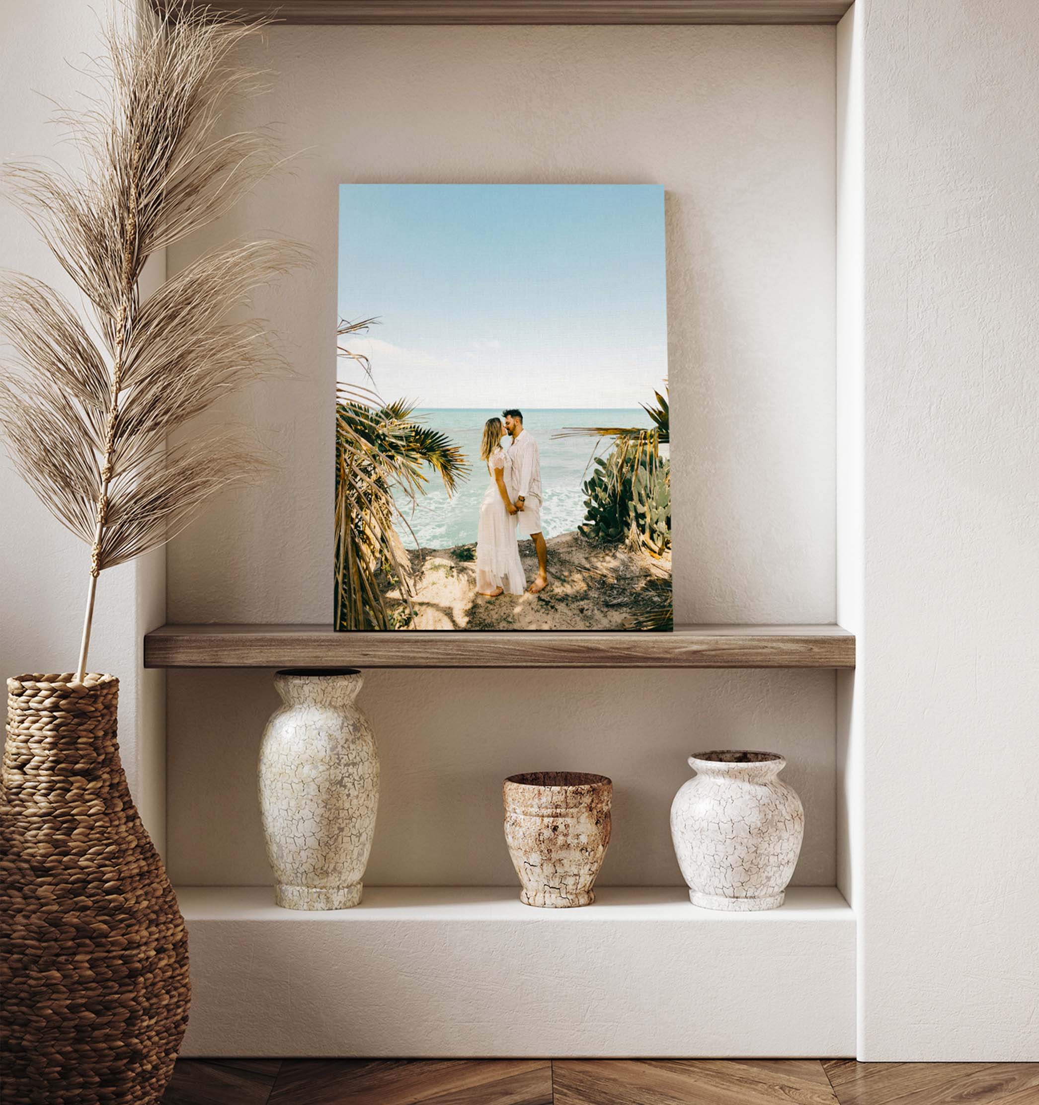 canvas print of a couple in a calm beachy setting