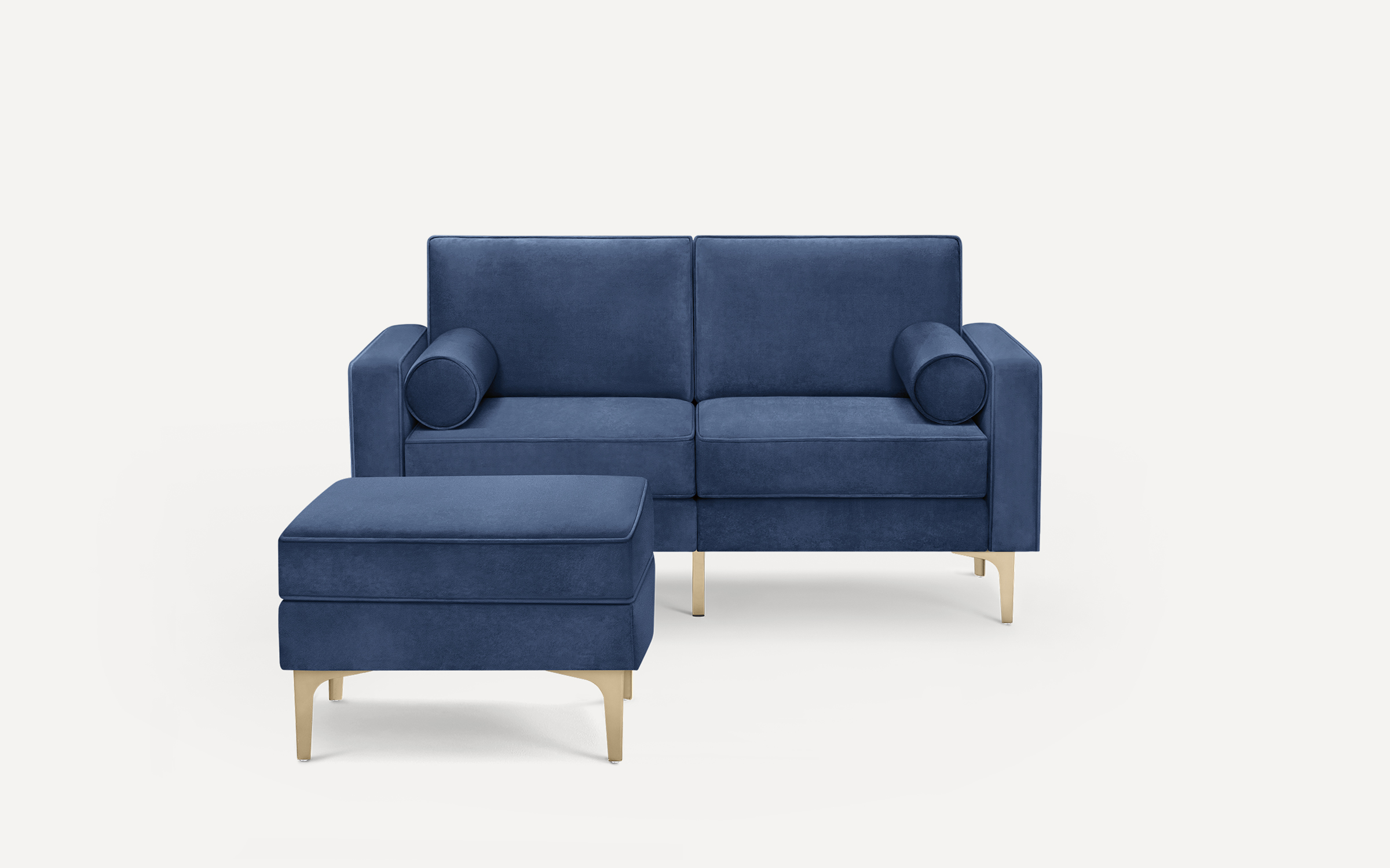 Nomad Velvet Loveseat with Ottoman Burrow