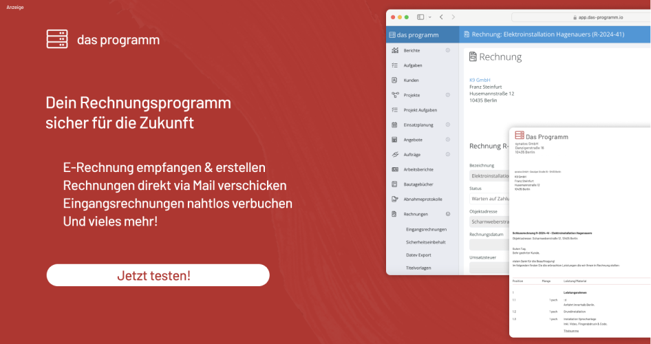 Das Programm – dein Rechnungsprogramm sicher für die Zukunft.