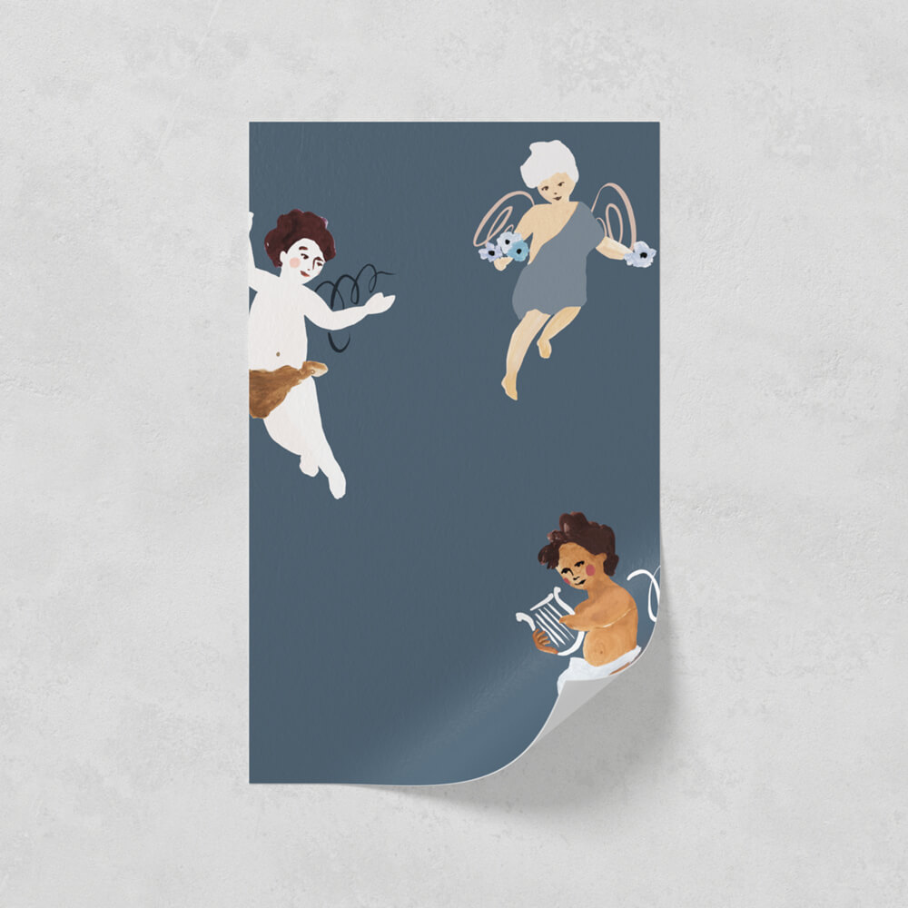 Cherub 03: Navy Blue Illustration - Wallpaper Sample | Lick | Lick