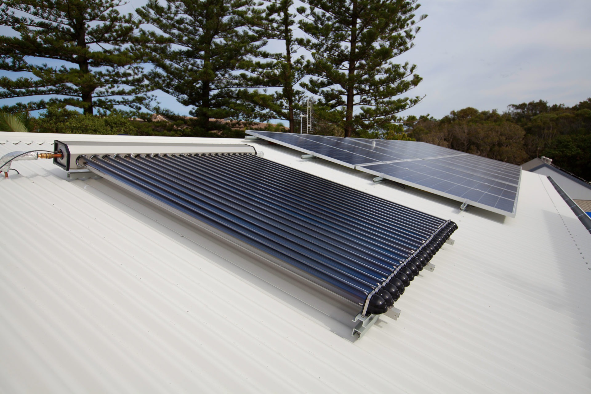 white roof two solar panels