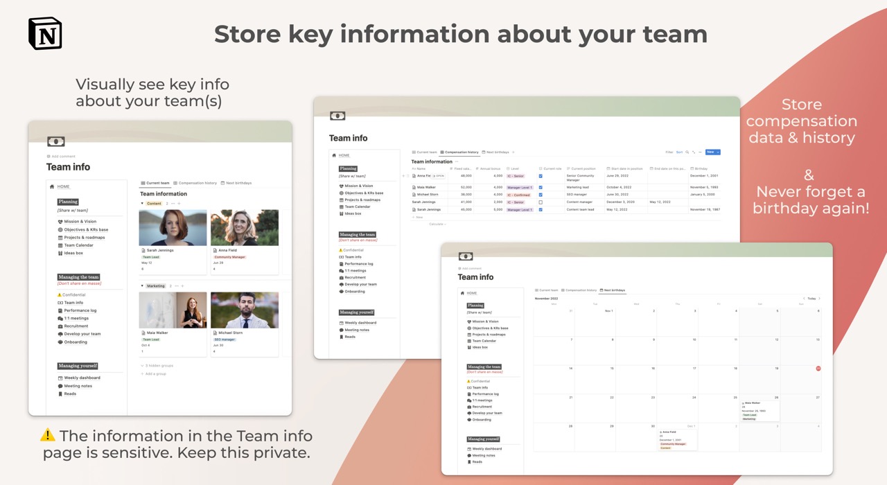 Manager OS team management template - store key team information and roles.