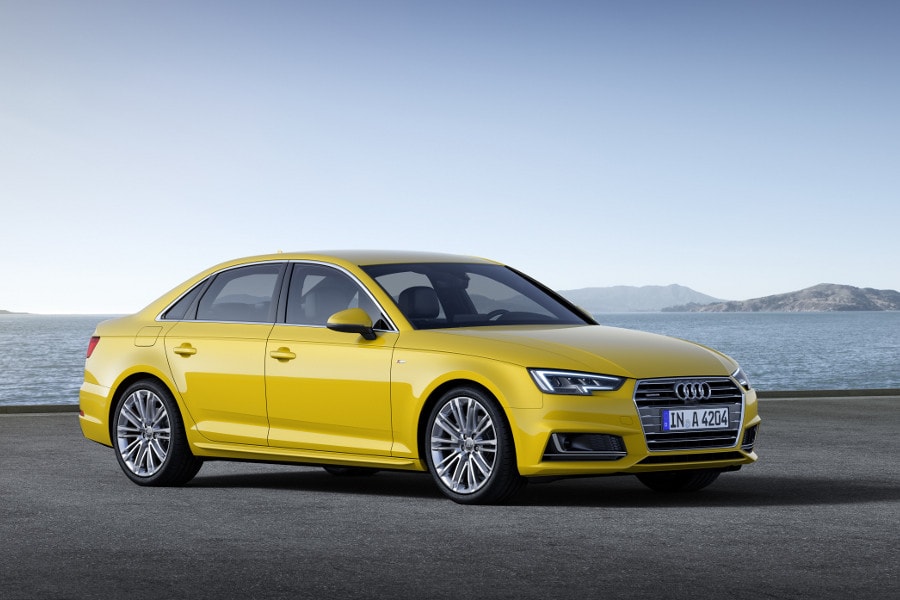 2016 Audi A4 - Exterior - Yellow - Front Passenger Three-Quarter View ・  Photo by Audi Media Services