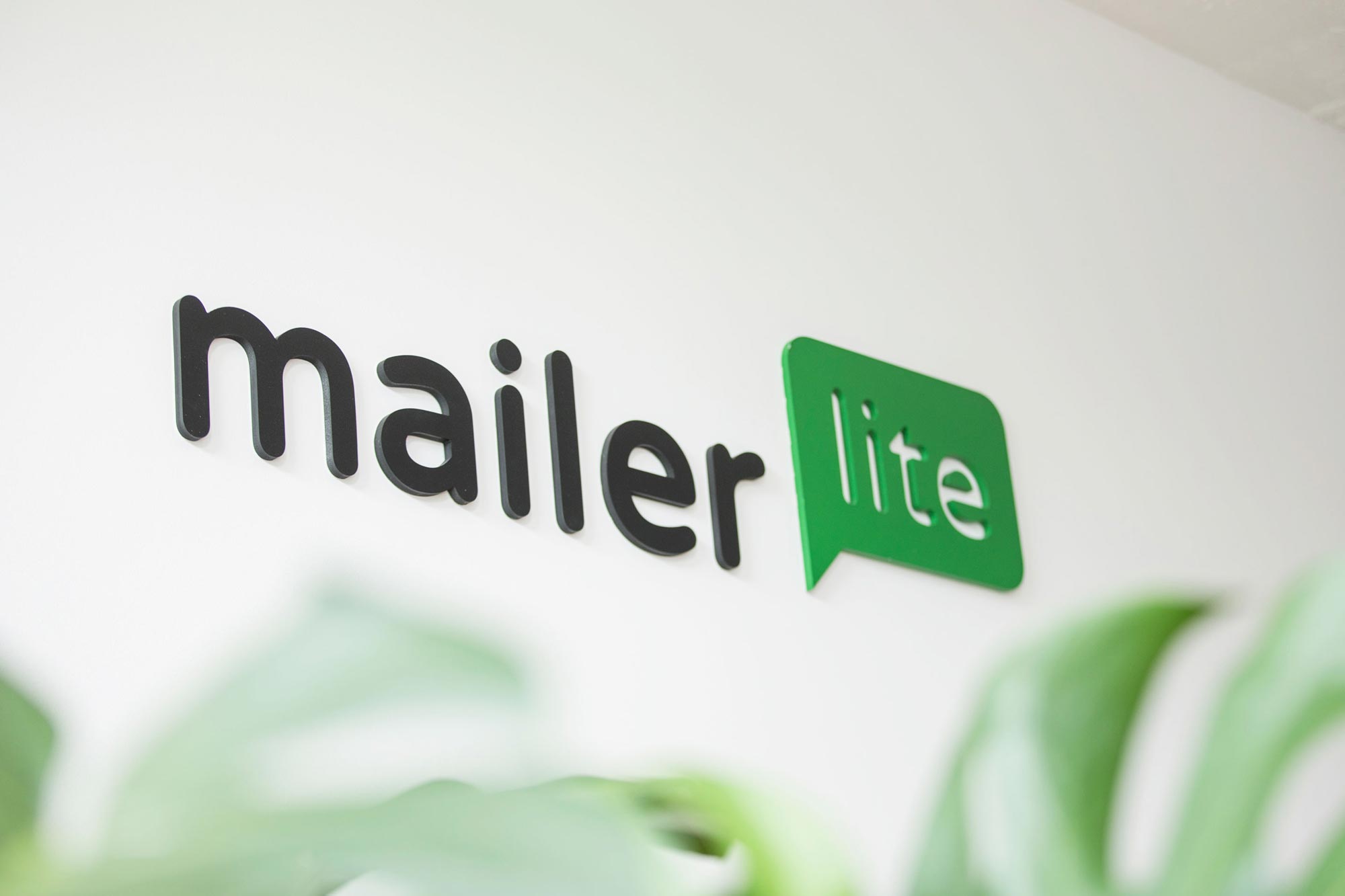 Mailerlite logo on the wall