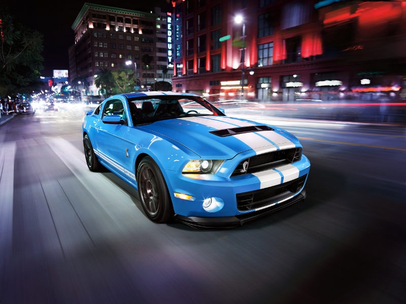 2014 Ford Shelby GT500 - Front Passenger Three Quarter View - Blue ・  Photo by Ford Media