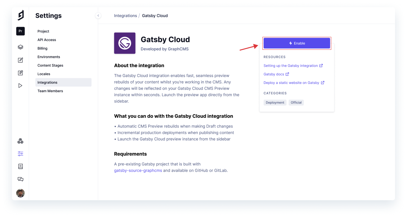 Hygraph Gatsby Cloud enable.png