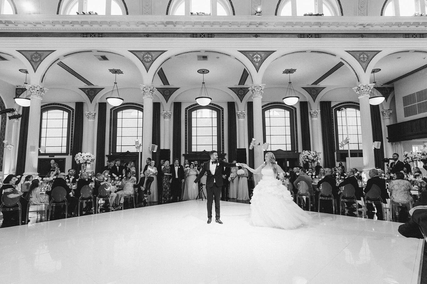 bride and groom dancing 