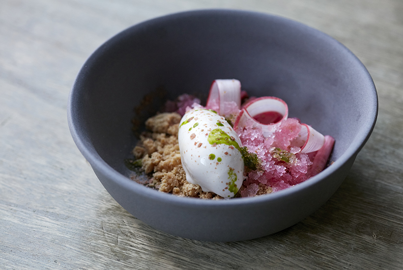 Rhubarb, cashew cream, honeycomb