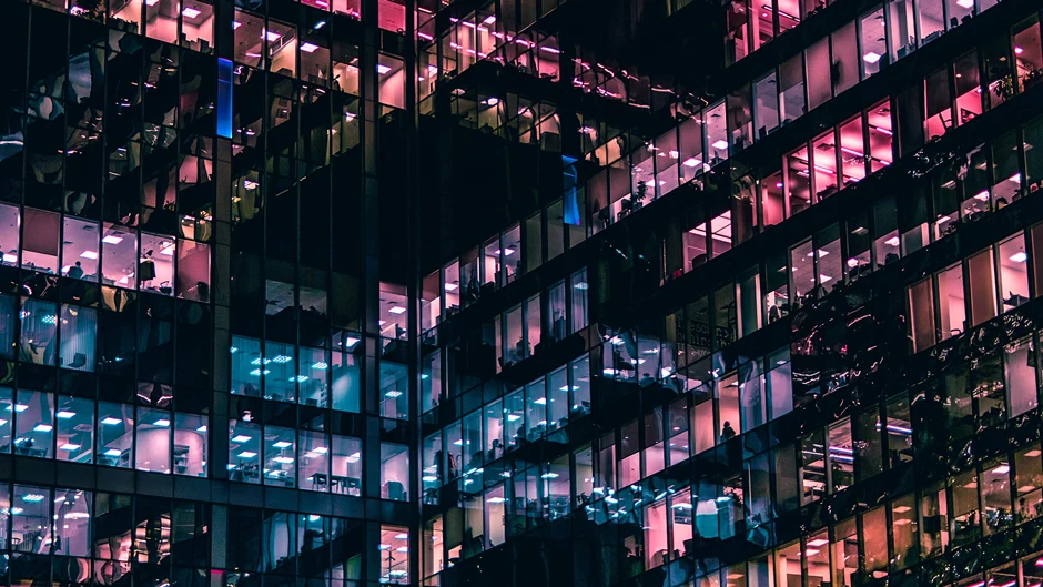busy office building at night
