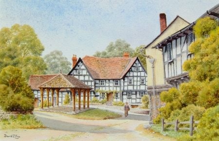 Market Square, Pembridge, Herefordshire (Watercolour Painting)