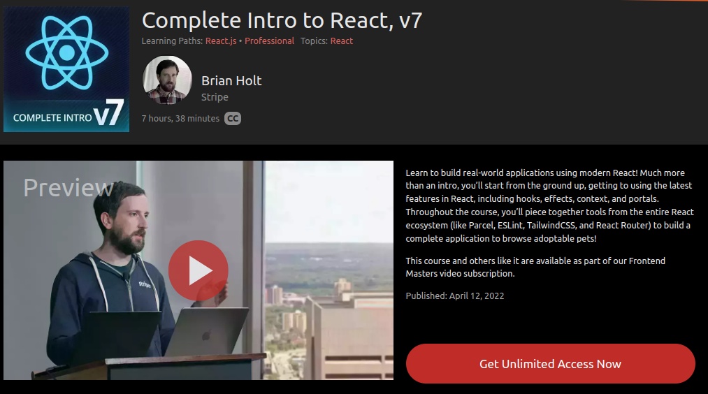 Complete Intro to React-v7 ( FrontendMasters )