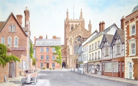 King Street, Hereford, 1930 (Watercolour Painting)