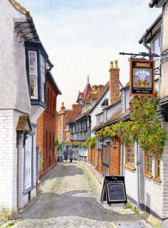 Church Lane, Ledbury, Herefordshire (Watercolour Painting)