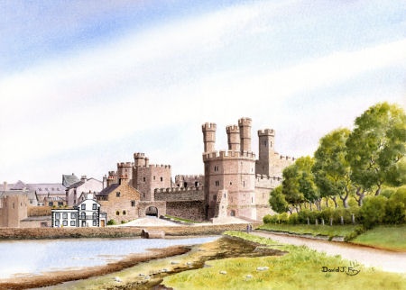 Caernarfon Castle, North Wales (Watercolour Painting)