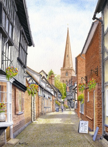 Church Lane, Ledbury, Herefordshire (Watercolour Painting)