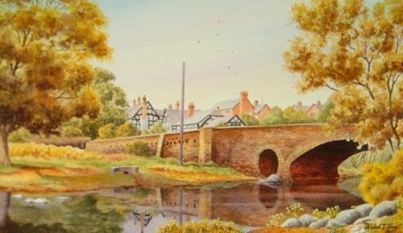 Pembridge, Bridge over the River Arrow, Herefordshire (Watercolour Painting)