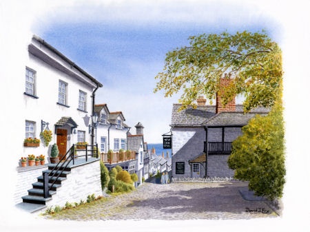 Down-A-Long, Clovelly, Devon (Watercolour Painting)