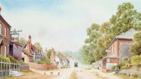 Fownhope, Herefordshire, circa 1900 (Watercolour Painting)