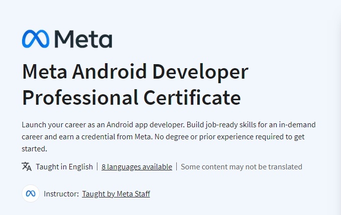 Meta Android Developer Professional Certificate ( Coursera )