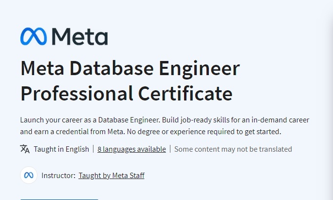 Meta Database Engineer Professional Certificate ( Coursera )