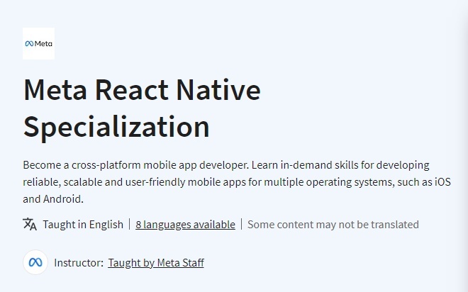 Coursera – Meta React Native Specialization 2023